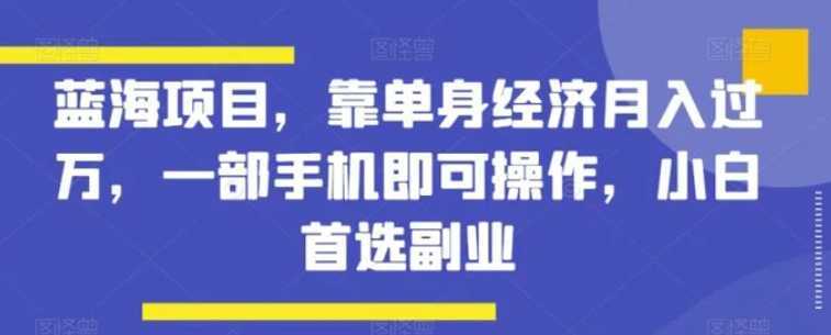 蓝海项目，靠单身经济月入过万，一部手机即可操作，小白首选副业【揭秘】