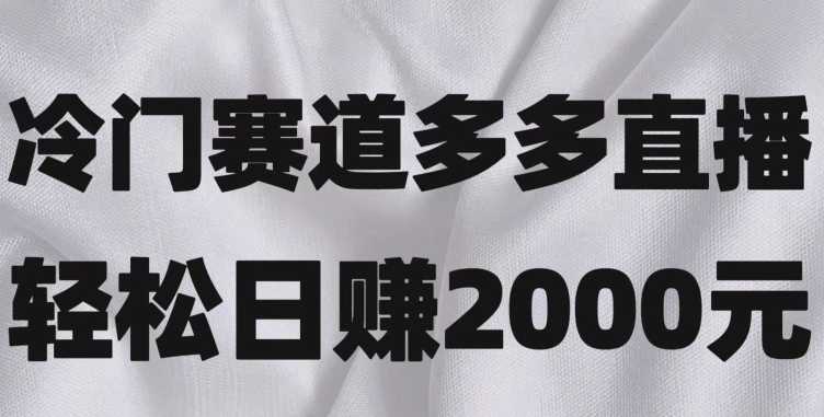 冷门赛道拼多多直播，简单念稿子，日收益2000＋【揭秘】