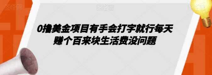 0撸美金项目有手会打字就行每天赚个百来块生活费没问题【揭秘】