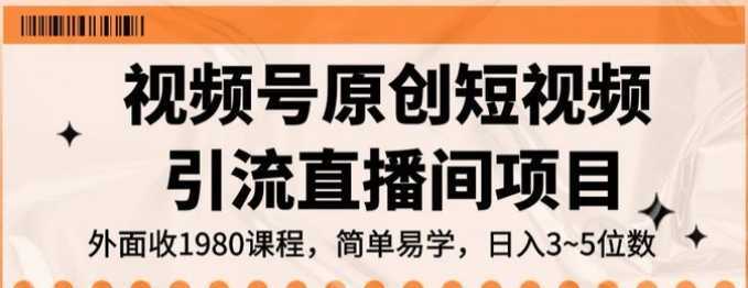 视频号原创短视频引流直播间项目，日入3~5五位数【揭秘】