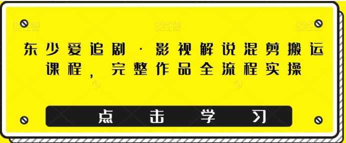 东少爱追剧·影视解说混剪搬运课程，完整作品全流程实操