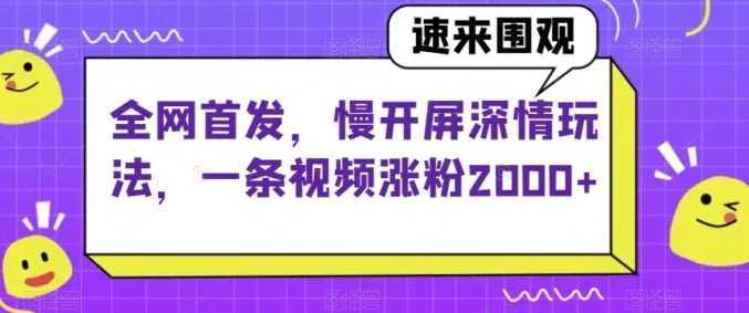 全网首发，慢开屏深情玩法，一条视频涨粉2000+【揭秘】