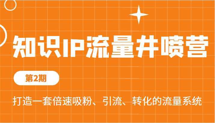 知识IP流量井喷营第2期，打造一套倍速吸粉、引流、转化的流量系统