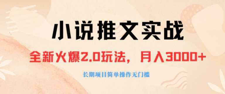 外面收费990的小说推广软件，零粉丝可变现，月入3000+，小白当天即上手