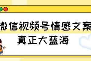 视频号情感文案，真正大蓝海，简单操作，新手小白轻松上手【揭秘】