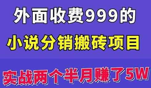 外面收费999的小说分销搬砖项目：实战两个半月赚了5W块，操作简单！