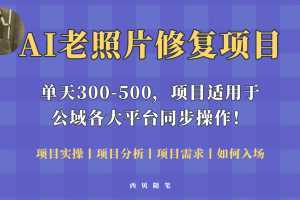 人人都能做的AI老照片修复项目，0成本0基础即可轻松上手，祝你快速变现