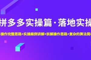 拼多多实操篇·落地实操 完整思路+实操案例+拆解操作思路+复杂的算法简单化