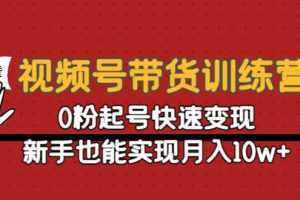 视频号带货训练营：0粉起号快速变现，新手也能实现月入10w+