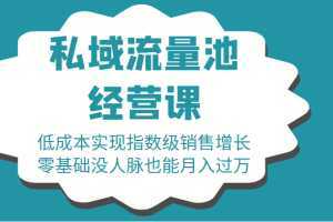 16堂私域流量池经营课：低成本实现指数级销售增长，零基础没人脉也能月入过万