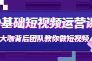 0基础短视频运营课：大咖背后团队教你做短视频