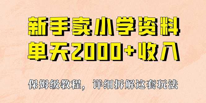 我如何通过卖小学资料，实现单天2000+，实操项目，保姆级教程+资料+工具