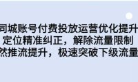 同城账号付费投放运营优化提升，定位精准纠正，解除流量限制，自然推流提升