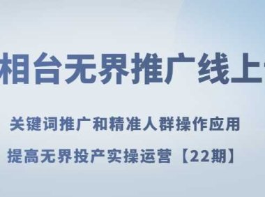 万相台无界推广线上课 关键词推广和精准人群操作应用，提高无界投产实操运营【22期】