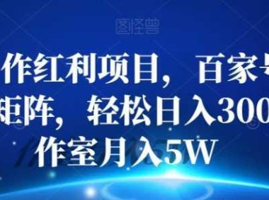 AI写作红利项目，百家号流量主矩阵，轻松日入300+工作室月入5W【揭秘】