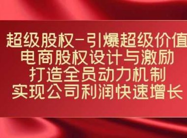 超级股权-引爆超级价值：电商股权设计与激励：打造全员动力机制  实现…