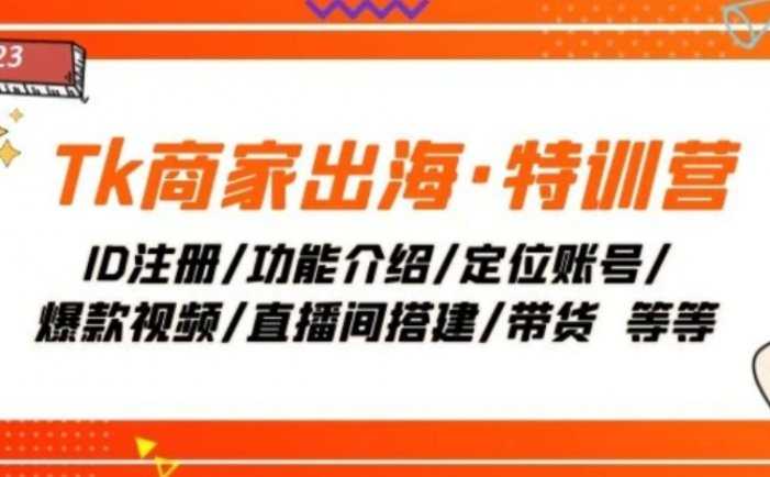 Tk商家出海·特训营：ID注册/功能介绍/定位账号/爆款视频/直播间搭建/带货