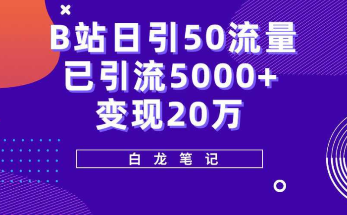 B站日引50+流量，实战已引流5000+变现20万，超级实操课程。