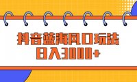 抖音蓝海风口玩法，日入3000+