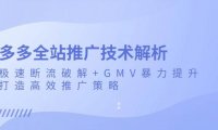 多多全站推广技术解析：极速断流破解+GMV暴力提升，打造高效推广策略