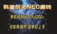 韩服剑灵NEO搬砖攻略，单机纯利润月入6000+ 可矩阵操作，简单好上手。