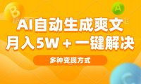 AI自动生成爽文 月入5w+一键解决 多种变现方式 看完就会