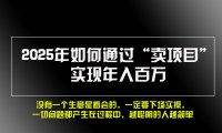 2025年如何通过“卖项目”实现年入百万，做网赚必看！！