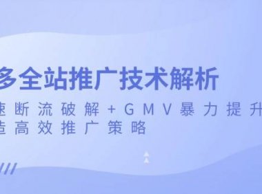 多多全站推广技术解析：极速断流破解+GMV暴力提升，打造高效推广策略