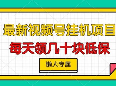 视频号挂机项目，每天几十块低保，懒人专属