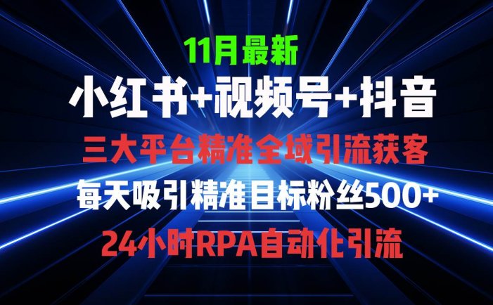 全域多平台引流私域打法，小红书，视频号，抖音全自动获客，截流自…