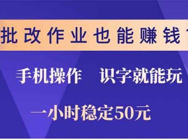 批改作业也能赚钱？0门槛手机项目，识字就能玩！一小时50元！