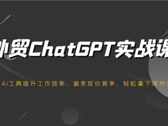 外贸ChatGPT实战课，通过AI工具提升工作效率，避免低价竞争，轻松拿下海外大单！